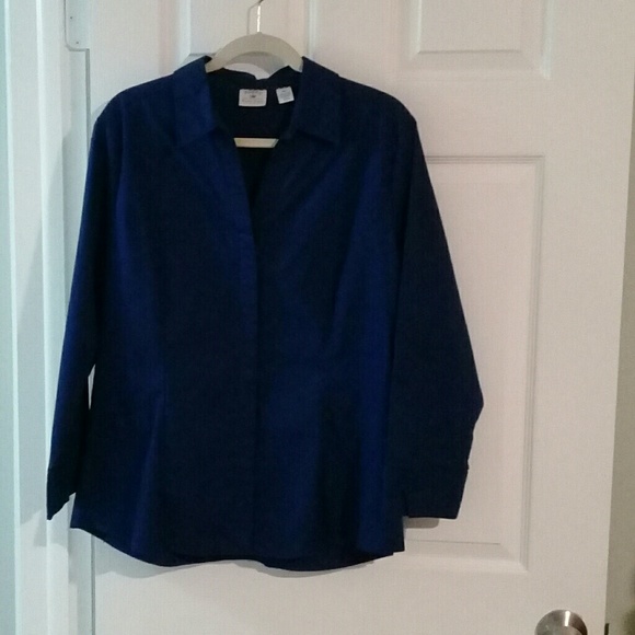 Riders by Lee Tops - Dark Blue Stretchy Hidden Button Shirt